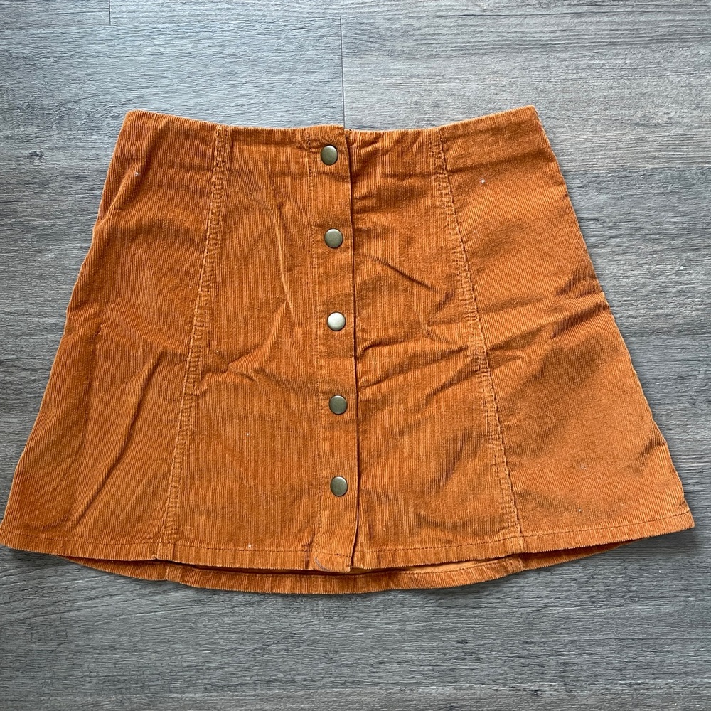Top shop corduroy snap button a line skirt